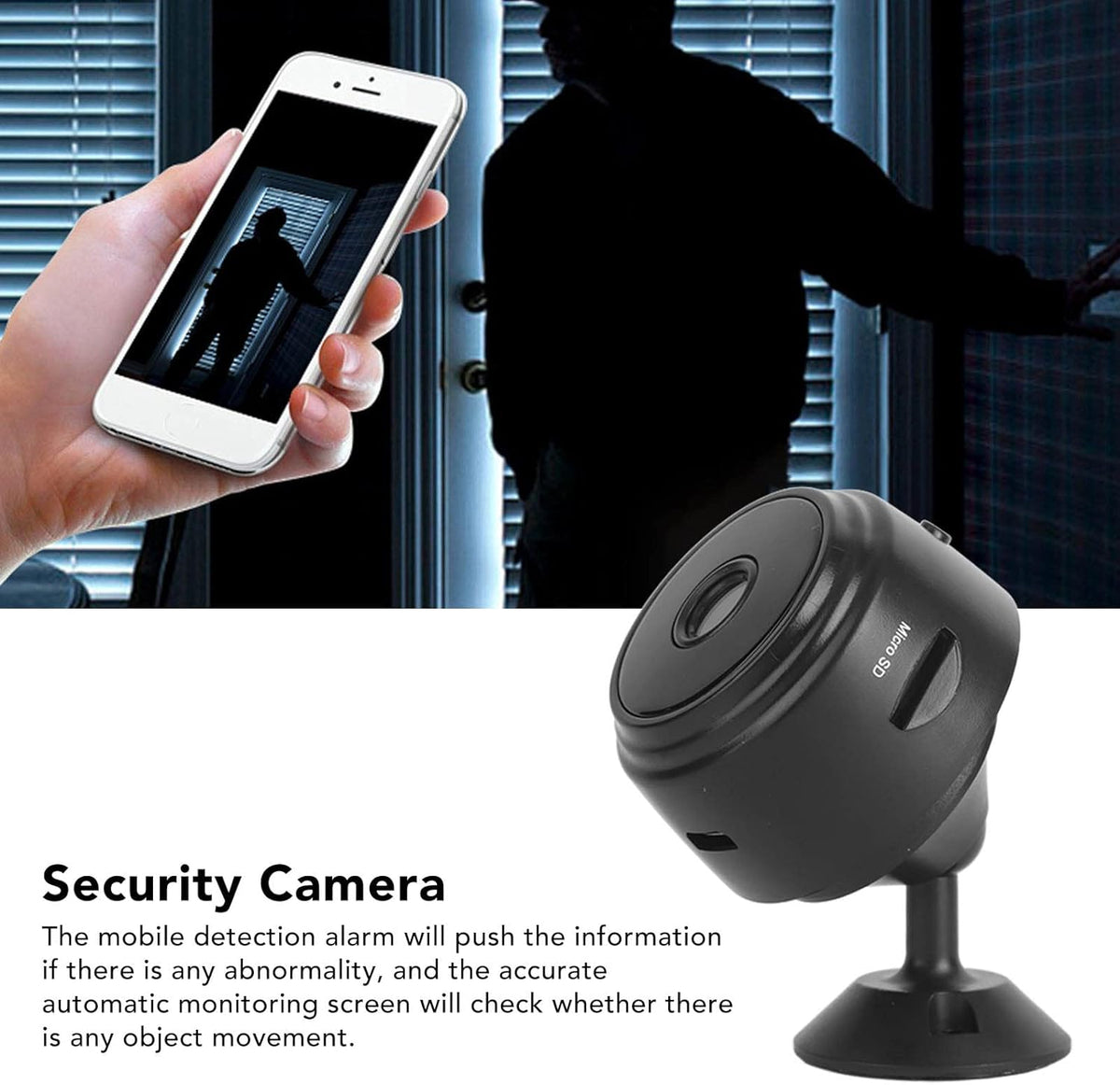 Indoor Security Camera Indoor Surveillance Camera Motion Detection 120° Wide Angle 720P Home Security System XCS7-2001-BLK