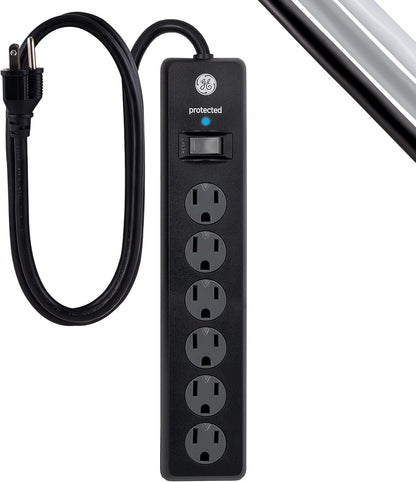 GE 6-Outlet Surge Protector, 3 Ft Extension Cord, Power Strip, 800 Joules, Heavy Duty 47224