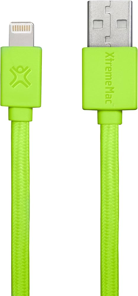 MFI LIGHTNING CABLE FLAT 3FT GREEN