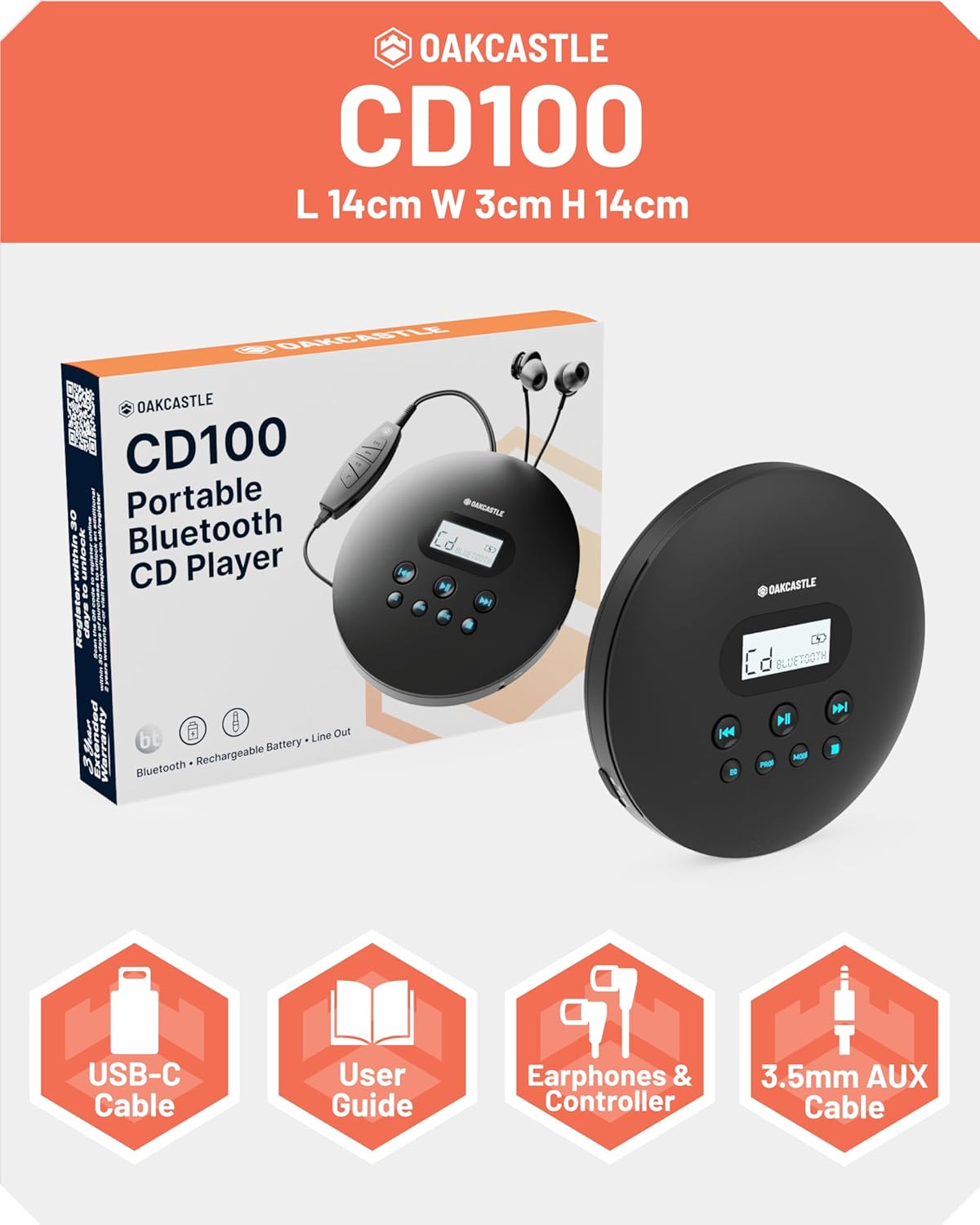 Oakcastle CD100 Rechargeable CD DISMAN