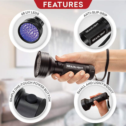 GearLight UV Flashlight Black Light from 68 LED Blacklight Flashlight