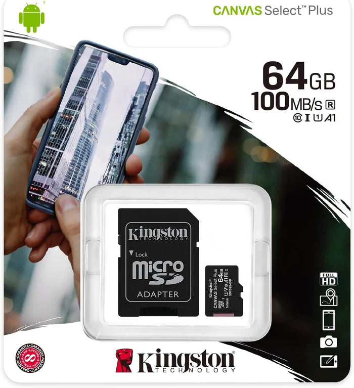 Kingston 64 GB Canvas Select Plus MicroSD Card with SD Adapter
