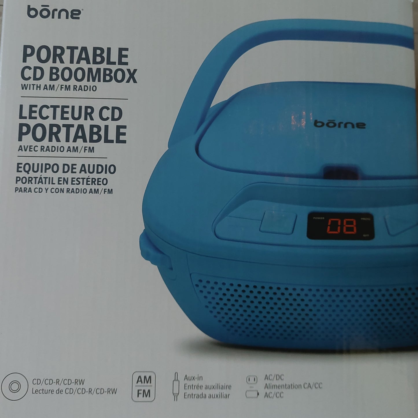 Borne Portable CD Boombox with AM/FM Radio (BLUE ) PRCD750-BL