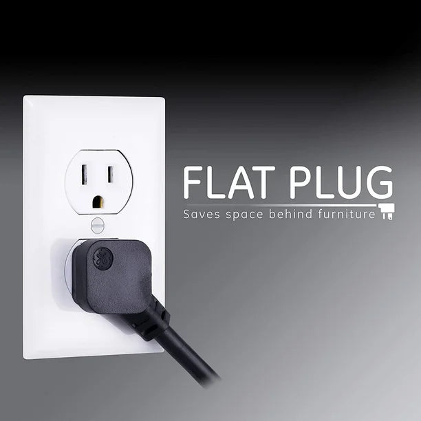 GE 6 Outlet Surge Protector 2 Pack, 8 Ft Extension Cord