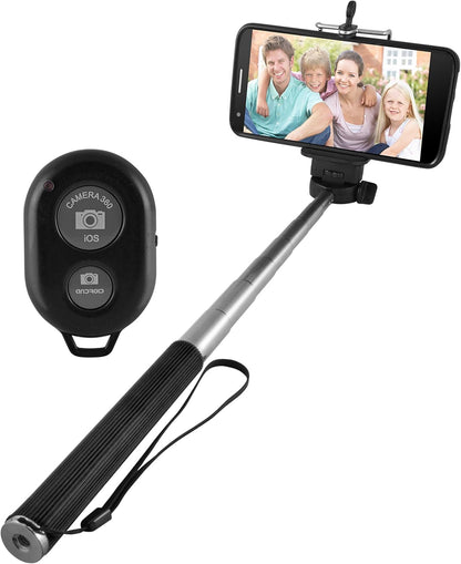 Ematic ESST304 Extendable Selfie Stick with Wireless Remote with Bluetooth Shutter