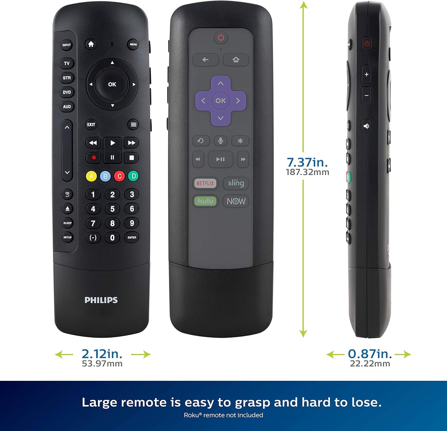 Philips   4 Devices Universal Remote Control with Roku Remote Slide-in Cradle for use with all make HDTV