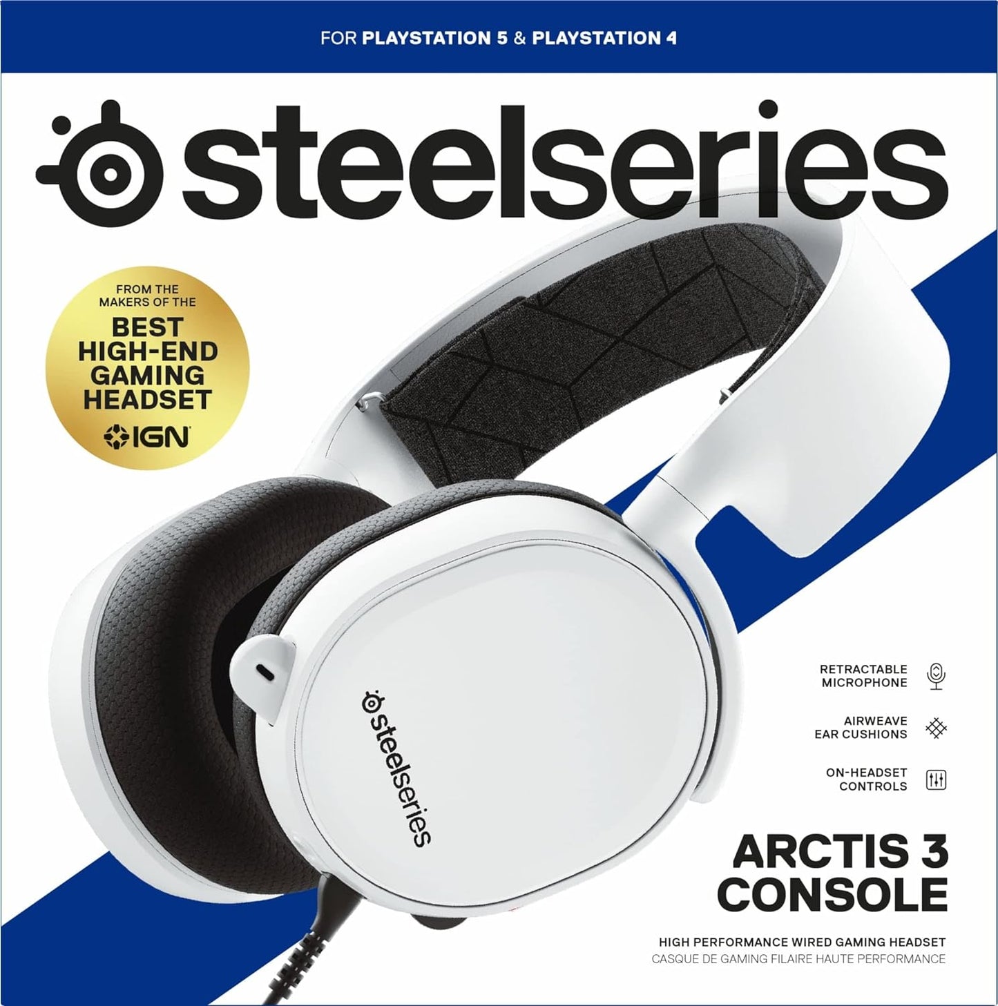 (OPEN BOX) SteelSeries Arctis 3 Console - Stereo Wired Gaming Headset-White