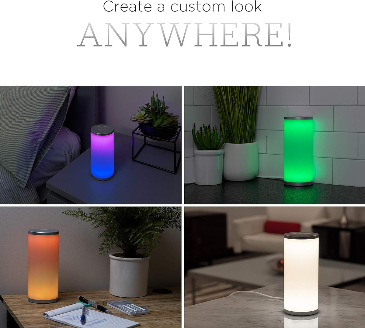 Enbrighten Color Fusion LED Lamp, Modern Night Light, Touch Sensor 58148