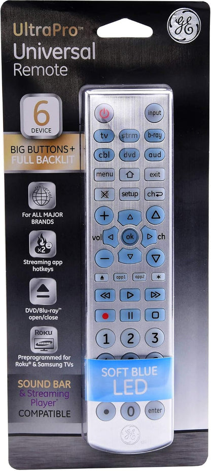 Large Grey Remote Control GE Large Button Backlit Universal Remote Control for all Flat Screen T ...