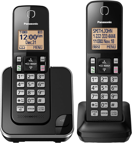 Panasonic KX-TGC352B Cordless Phone, Black, 2 Handset (OPEN BOX)