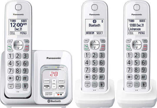 Panasonic DECT 6.0 3 Cordless Handsets Phone with Link-to-Cell, Answering Machine, Call Block, and Talking Caller ID - 3 Cordless Handsets KX-TGD863