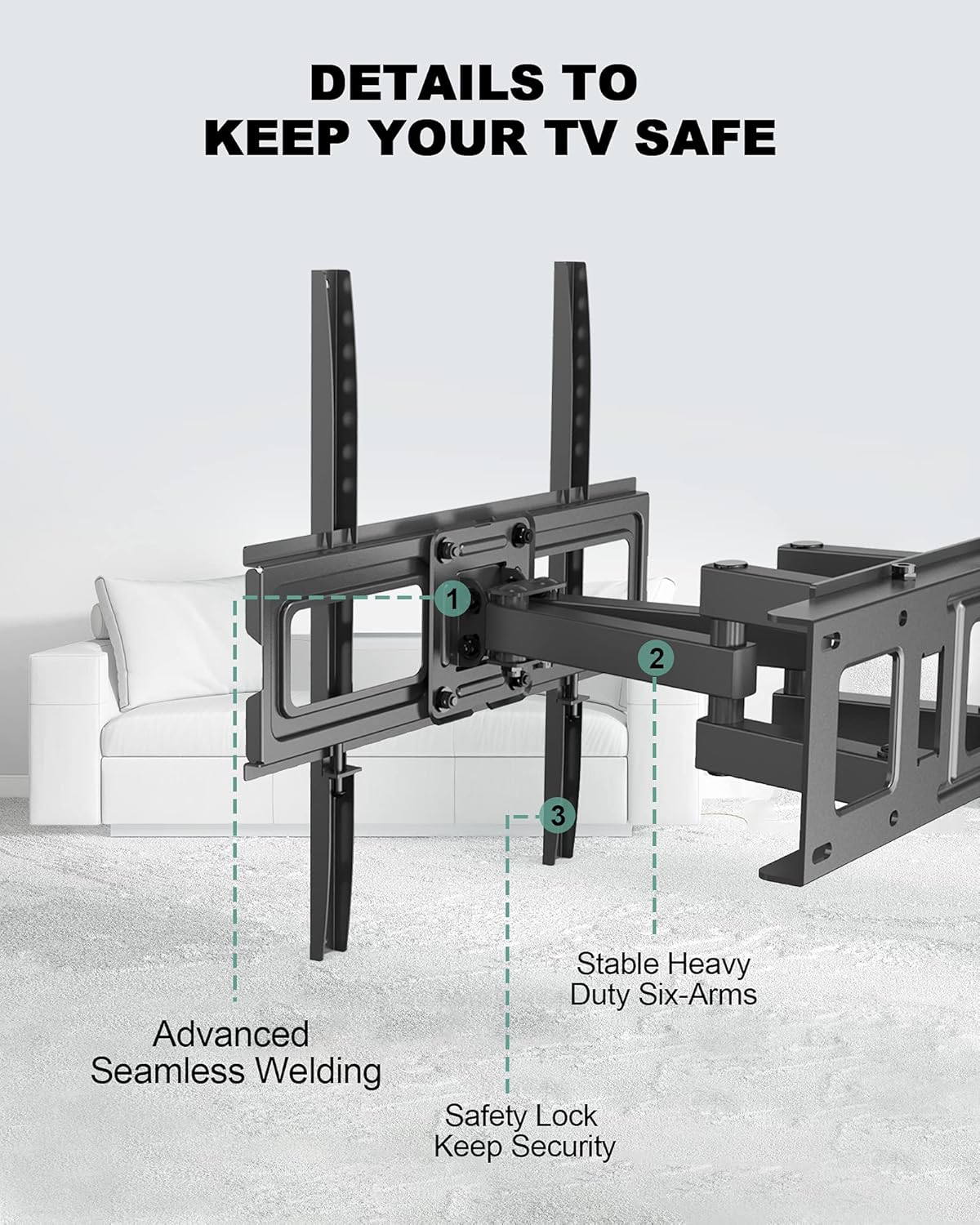 Full Motion TV Wall Mount Bracket, Dual Articulating Swivel Extension Arm for Most 26-65 Inch