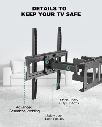 Full Motion TV Wall Mount Bracket, Dual Articulating Swivel Extension Arm for Most 26-65 Inch