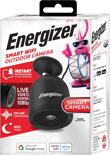 Energizer Smart Outdoor 1080P Security Camera with 2-Way Audio, Night Vision,-EOX1-1003-BLK