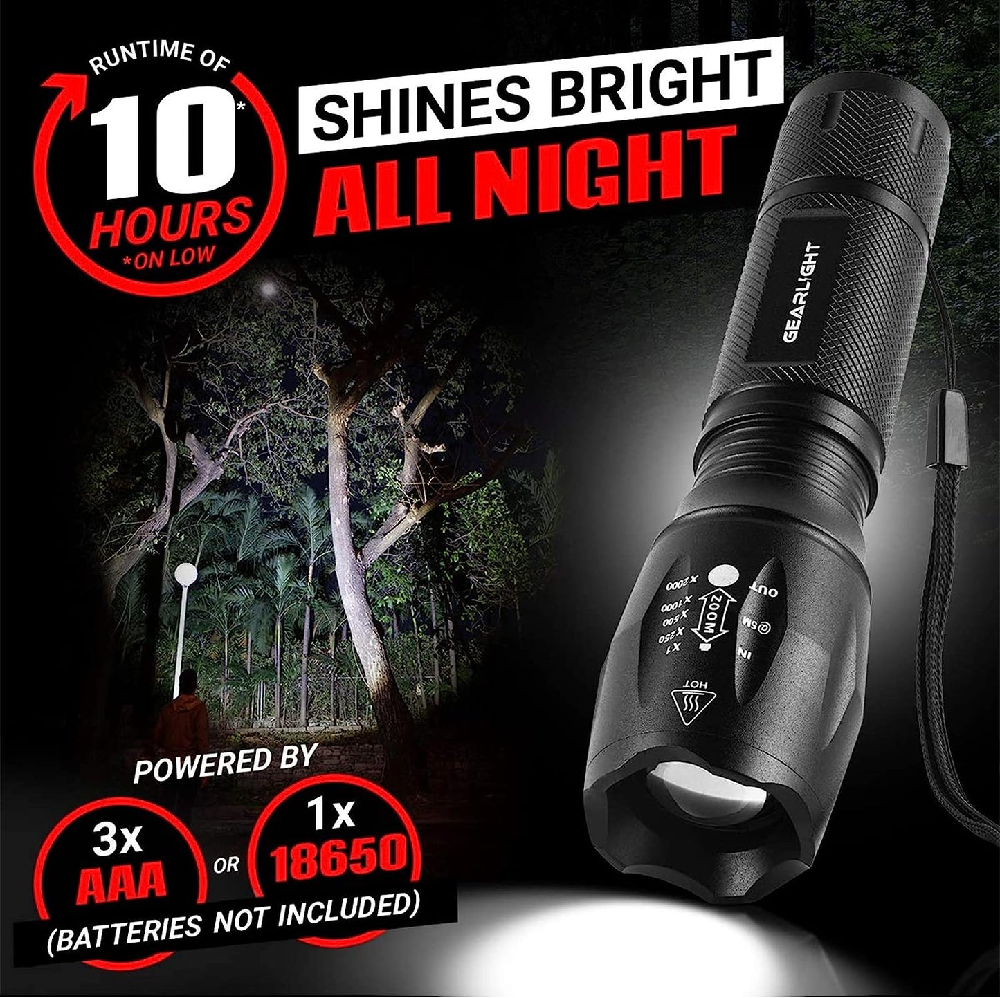 SOS Solarlight Solar Flashlight with Compass and Dual Battery Back up