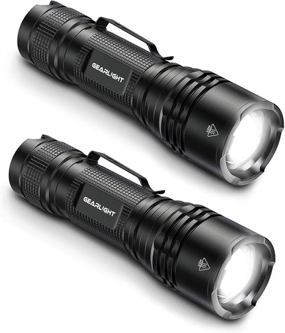 GearLight LED Tactical Flashlights - Pack of 2 - Bright, Zoomable, Handheld