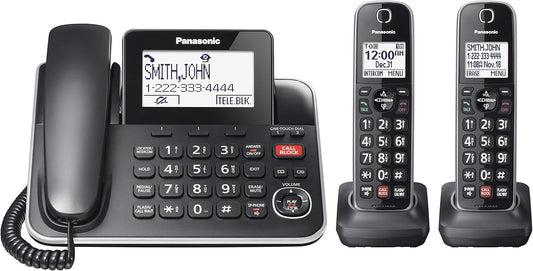 Panasonic KXTGF872 Téléphone filaire/sans fil 2 en 1, 2 combinés, noir