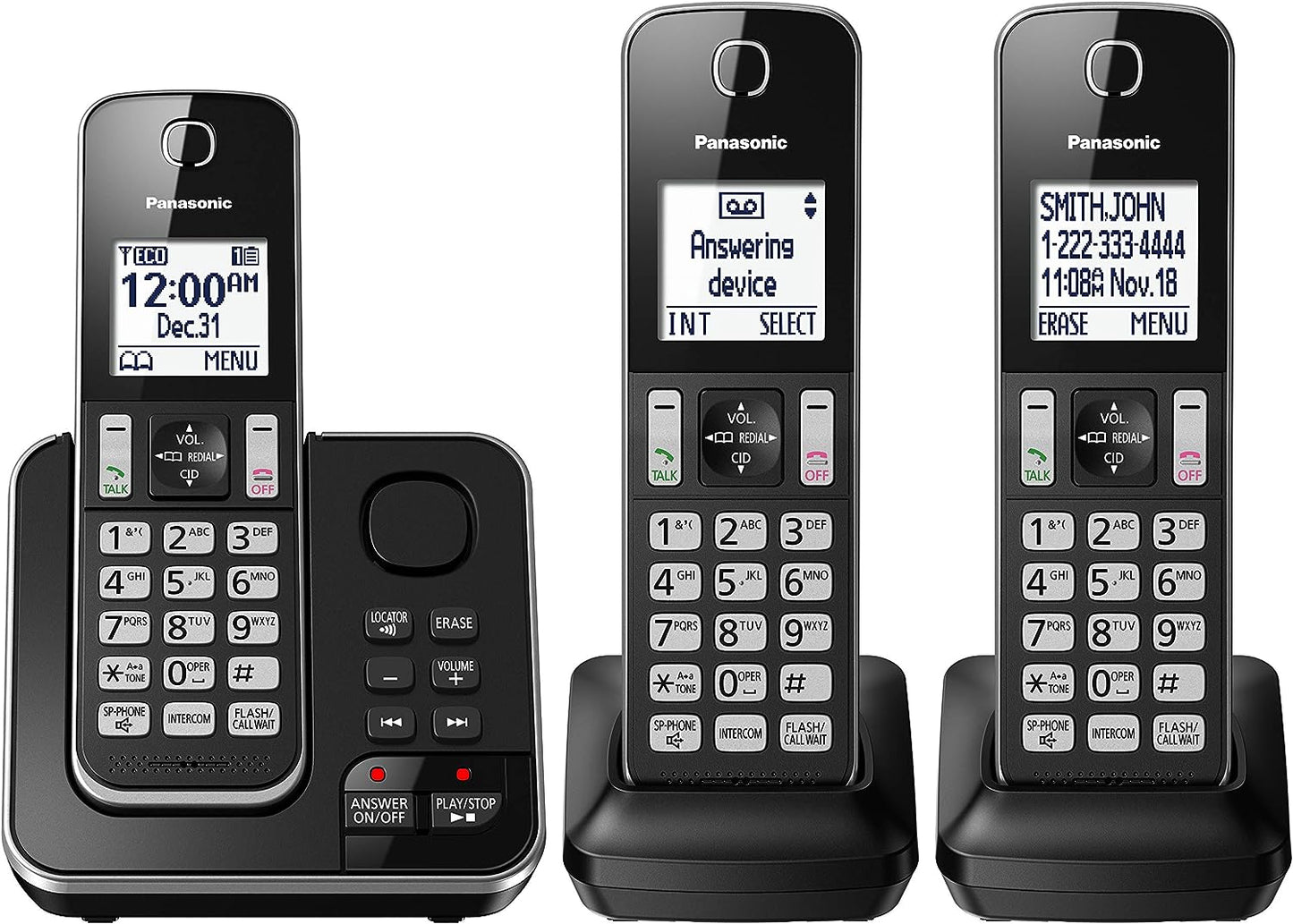 Panasonic DECT 6.0 3 Handsets Cordless Phone with Answering Machine-KX-TGC253