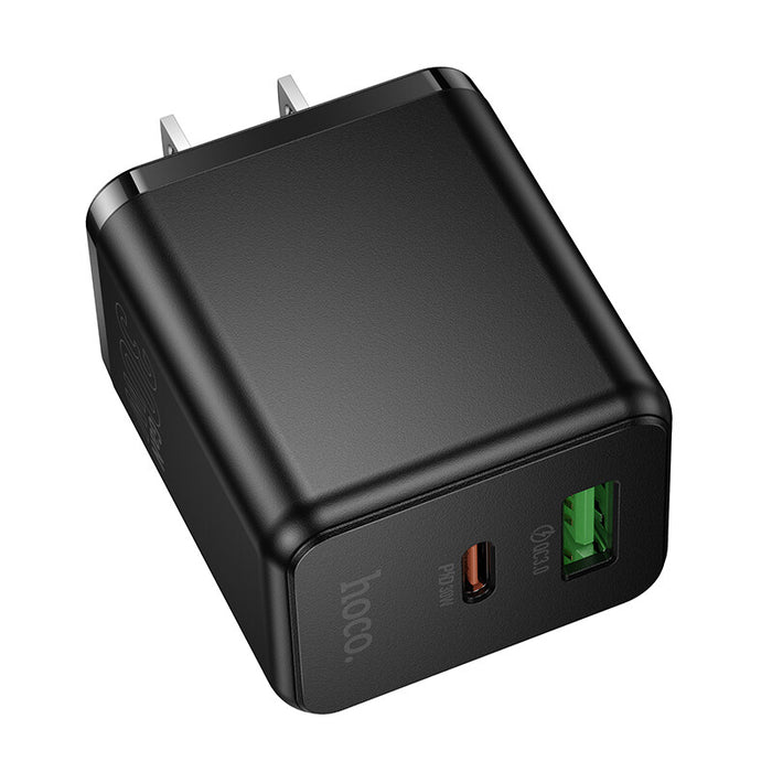 Official Hoco C157 GaN 30W USB C 18W USB-A Charger PD3.0 QC3.0 Fast Charger for iPhone 16 Pro Max 15 Pro Max 14 Pro Samsung s22 ,iPad Smart multi-protocol PD charger