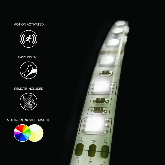 3 AA Batteries 6.5 ft. LED Multi-Color/Multi-White Strip Light With Motion Activation, Battery-Powered, 1-Pack