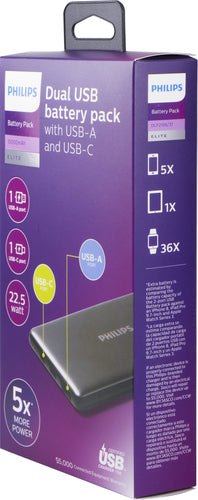 CHARGEUR DE BATTERIE PORTABLE PHILIPS 10000MAH USB-C
