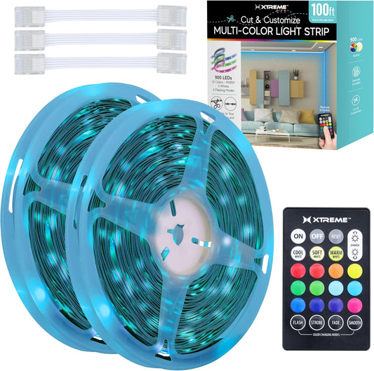 Xtreme Multicolored LED Strip Lights with Remote, 100 Foot RGBW Lights Strip  XLS7-1003