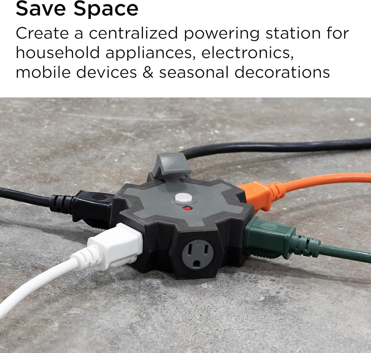 UltraPro Heavy Duty 5-Outlet Hub, 25Ft Grounded Outdoor Extension Cord, 14 AWG, 62438