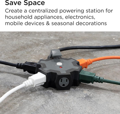 UltraPro Heavy Duty 5-Outlet Hub, 25Ft Grounded Outdoor Extension Cord, 14 AWG, 62438