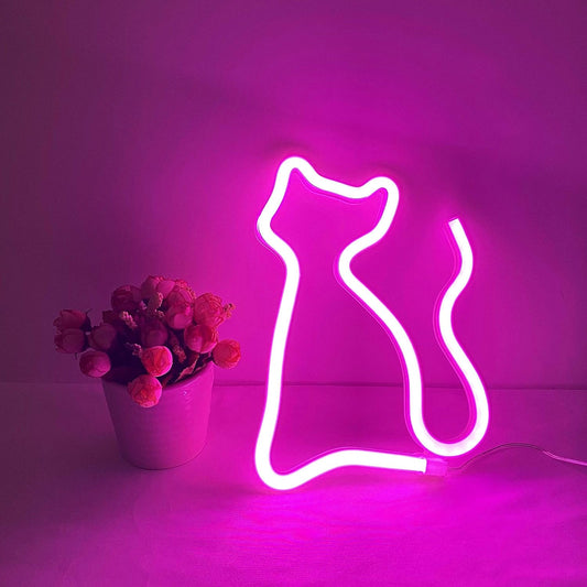 Cat Neon Light, Cute Neon Cat Sign, Battery Powered XNS7-1018-02