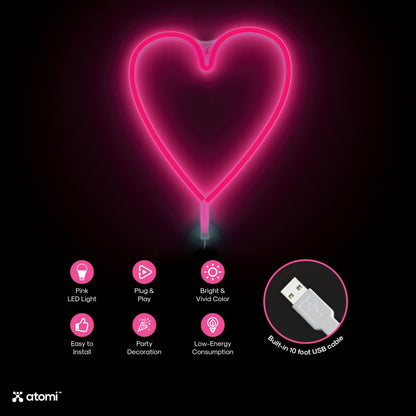 Pink Heart Neon Light