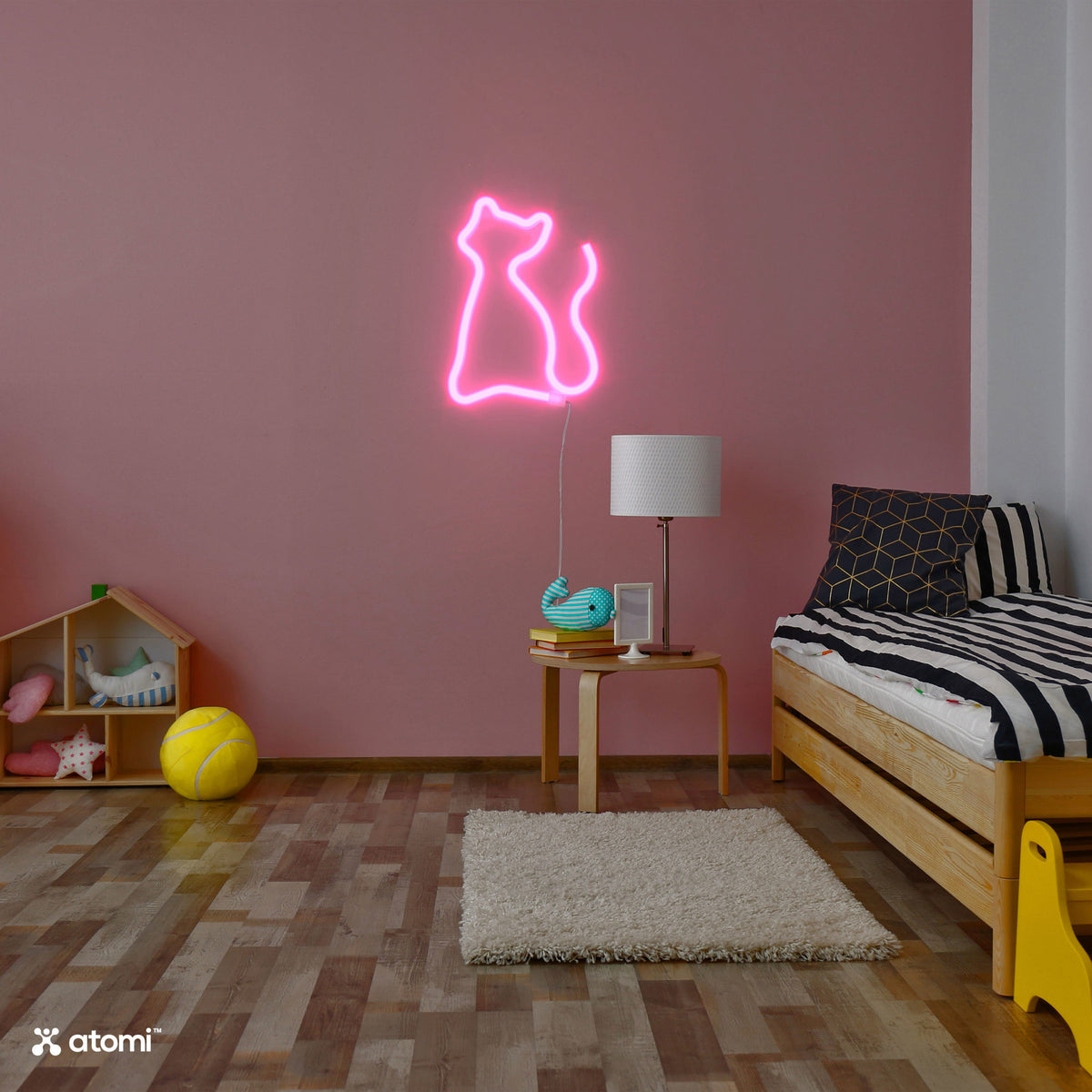 Lumière Néon Chat Rose