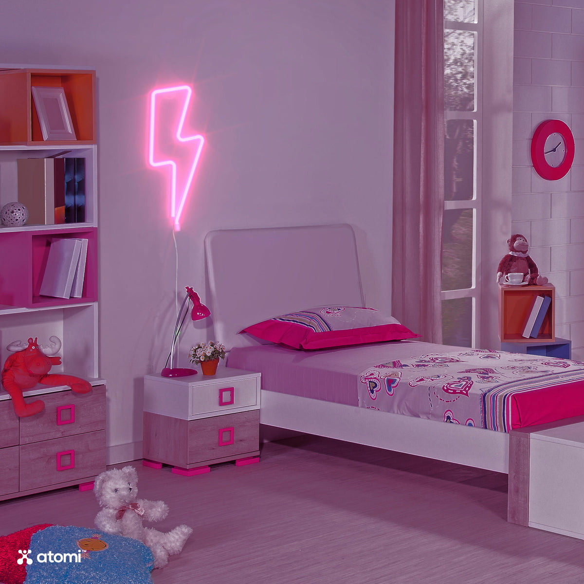Atomi Pink Bolt Neon Light