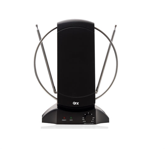 QFX ANT-101 Amplified HD/DTV/VHF/UHF/FM Radio 90-Degree Rotating Antenna