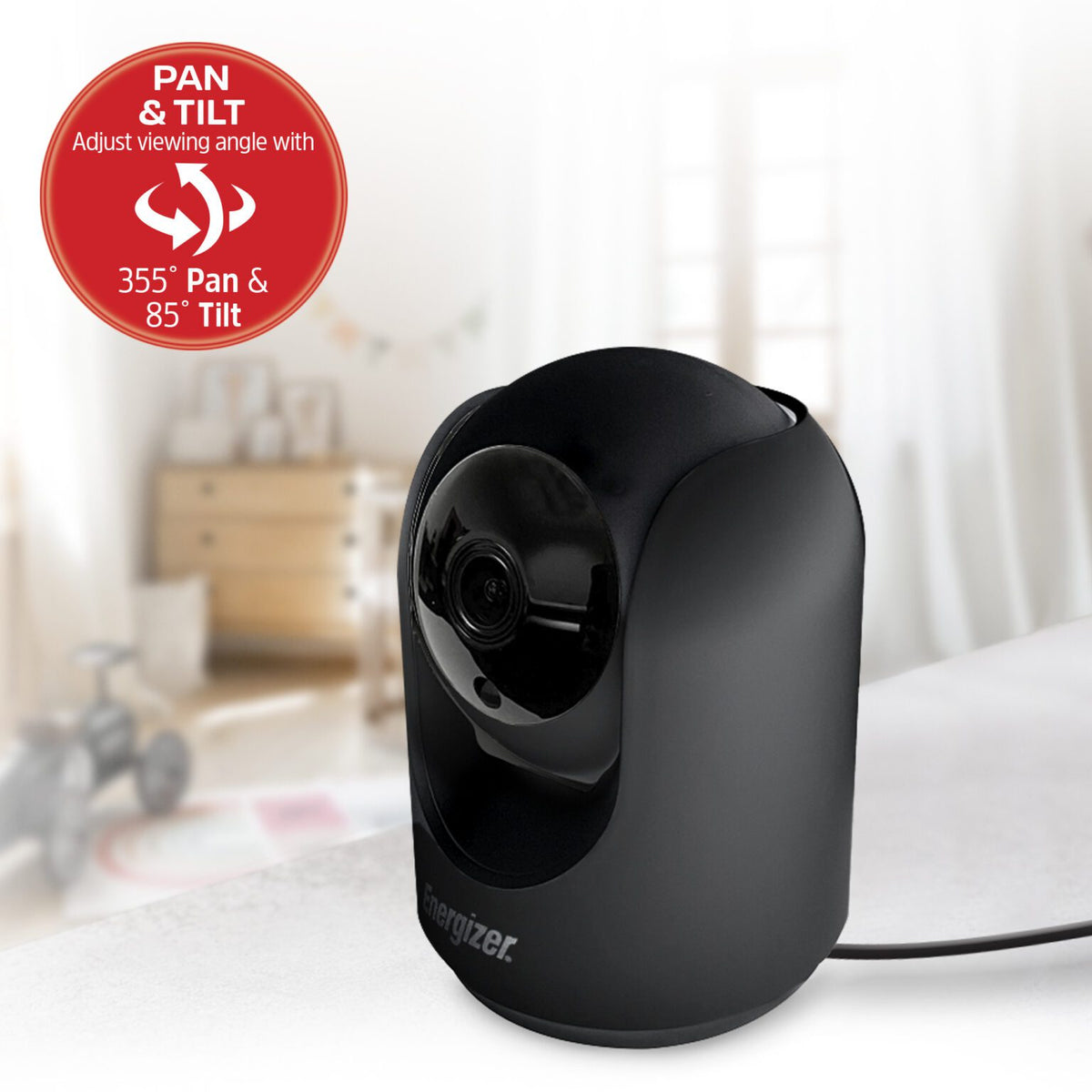 1080p Indoor Pan & Tilt Black Wired Camera, Motion Tracking, Two-Way Conversation