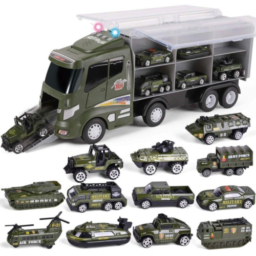 Fun Little Toys F-536 12 véhicules moulés sous pression dans 1 camion porteur (PRO-F-536)