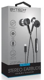 Bytech Type C in-Ear Wired Earbuds with Mic BY-AU-EB-201-BK