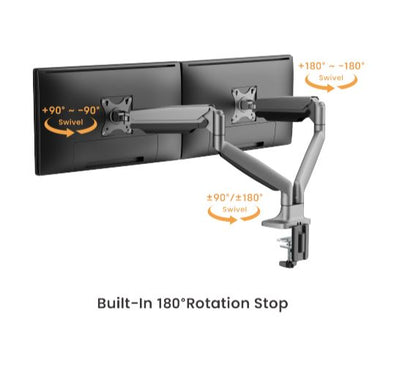 Brateck Ldt13-C024 Support de bureau à mouvement complet pour double écran 13"-27" 