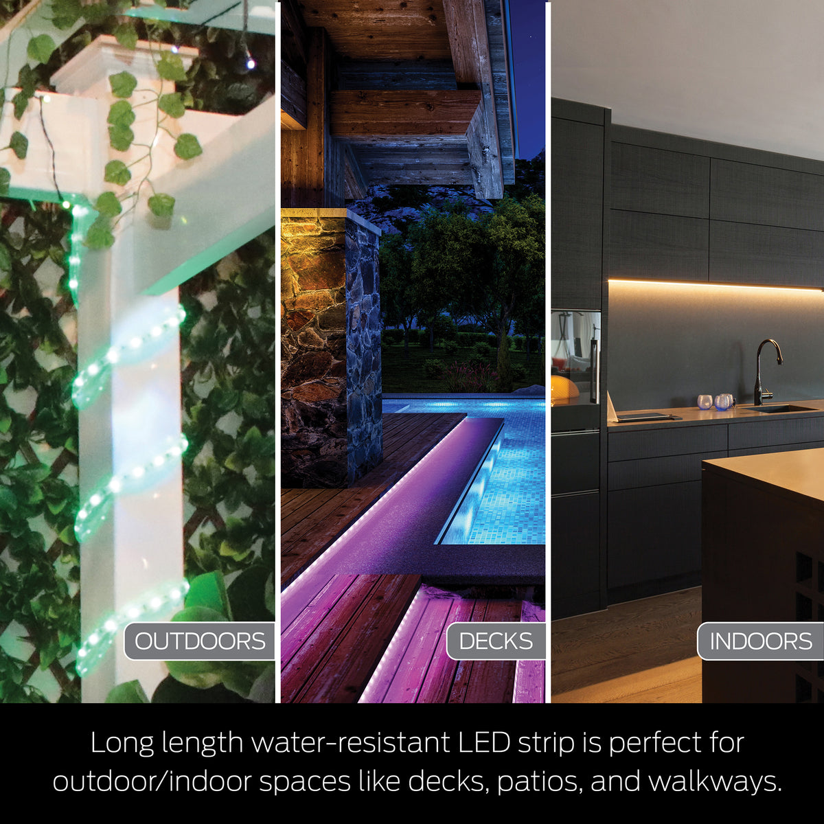 Bande LED RGBW extérieure WI-FI Monster Smart Illuminessence 10 M avec clips de montage standard 