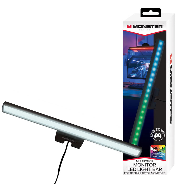 Barre lumineuse de moniteur multicolore Monster LED, réduit l'éblouissement de l'écran pour ordinateur portable/bureau universel 