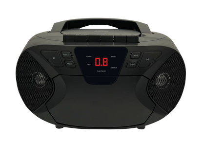 BÓRNE PRCDT555-BK LECTEUR/ENREGISTREUR DE CASSETTE CD PORTABLE BOOMBOX AVEC RADIO AM/FM AUX-IN