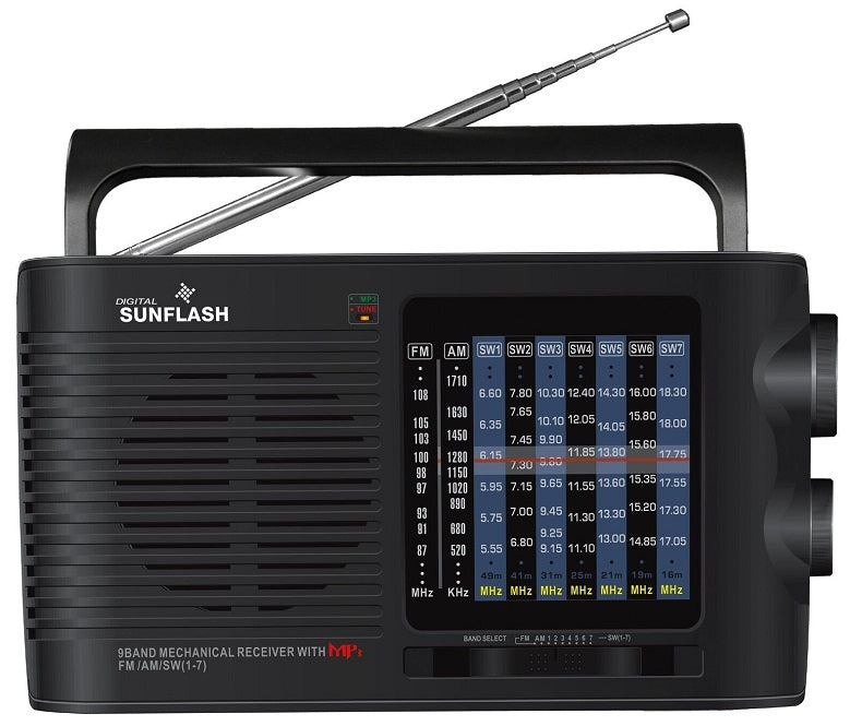 9 Band AM/FM/SW1-7 Portable Radio  with USB and Micro SD