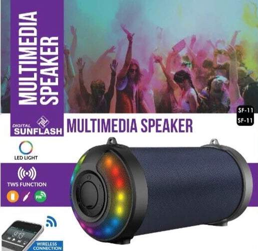 DIGITAL SUNFLASH SF-11 Portable Rechargeable Multimedia Bluetooth 3" Wireless Speaker with Built-in FM Radio