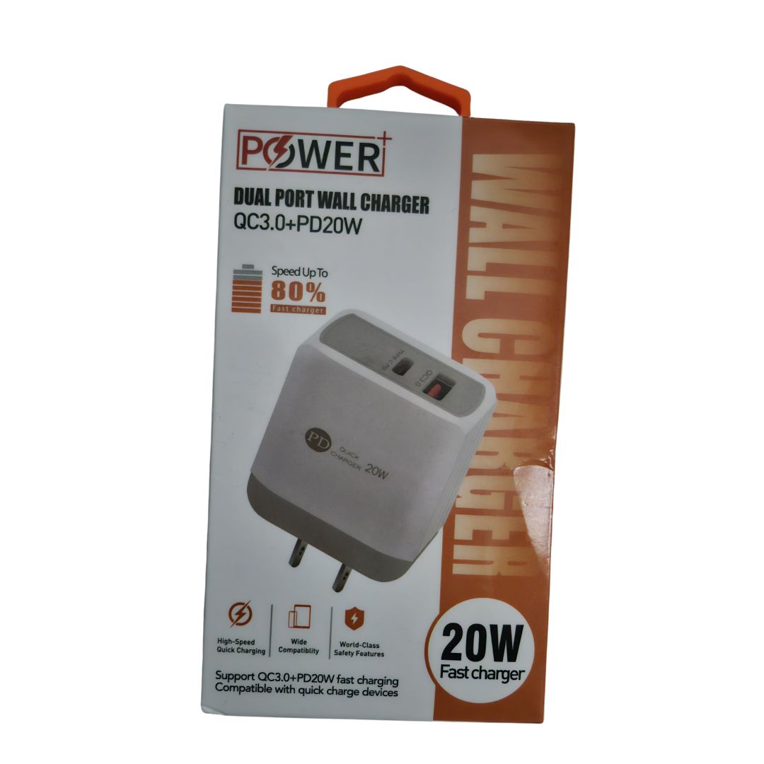 20W PD DUAL PORT WALL CHARGER TYPE-V&USAB A PORTS P+101UVCWC