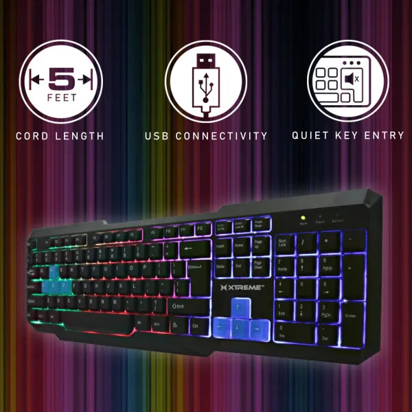 Clavier de jeu avec rétroéclairage LED multicolore