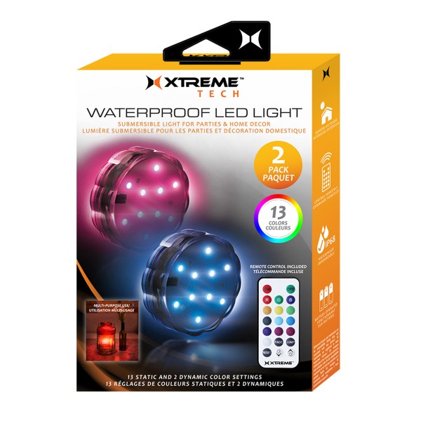Lumières LED étanches (paquet de 2) 