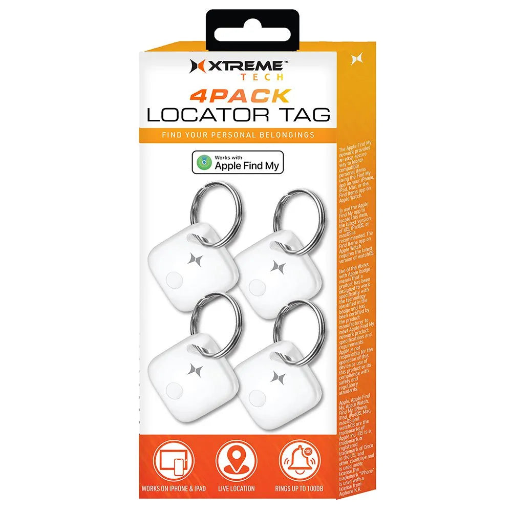 4 Pack Smart Locator Tag – Works with Apple Find My, Live Location, Loud 100dB Ring