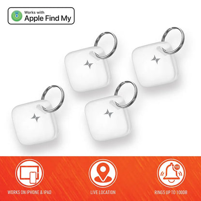 4 Pack Smart Locator Tag – Works with Apple Find My, Live Location, Loud 100dB Ring