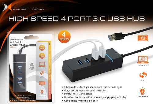 PRO-XHU2-0106-BLK-4 PORT USB HUB