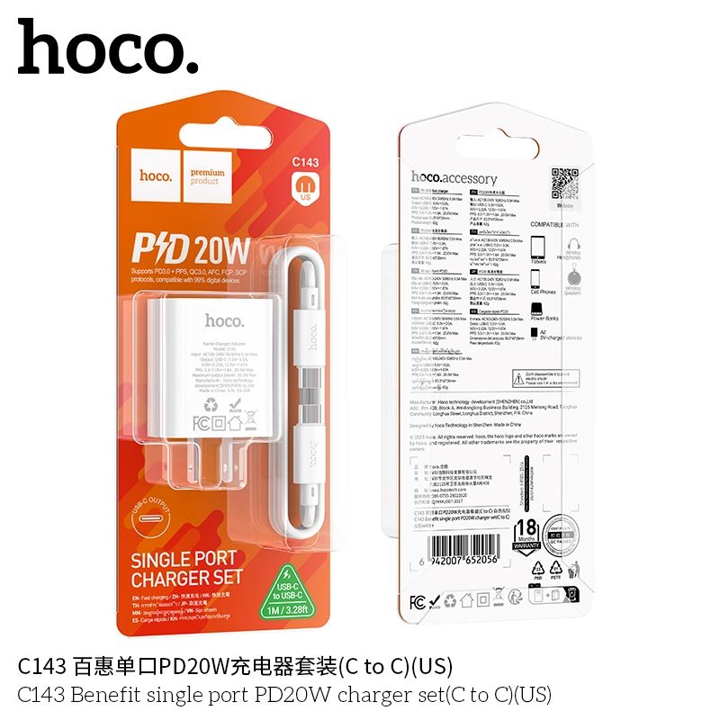 Power Charger hoco C143 PD20W