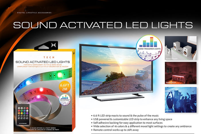 Sound-Activated LED Light Strip & Remote Control